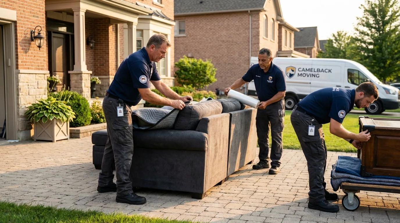 Large estate moving crew wrapping furniture in Shafter, CA